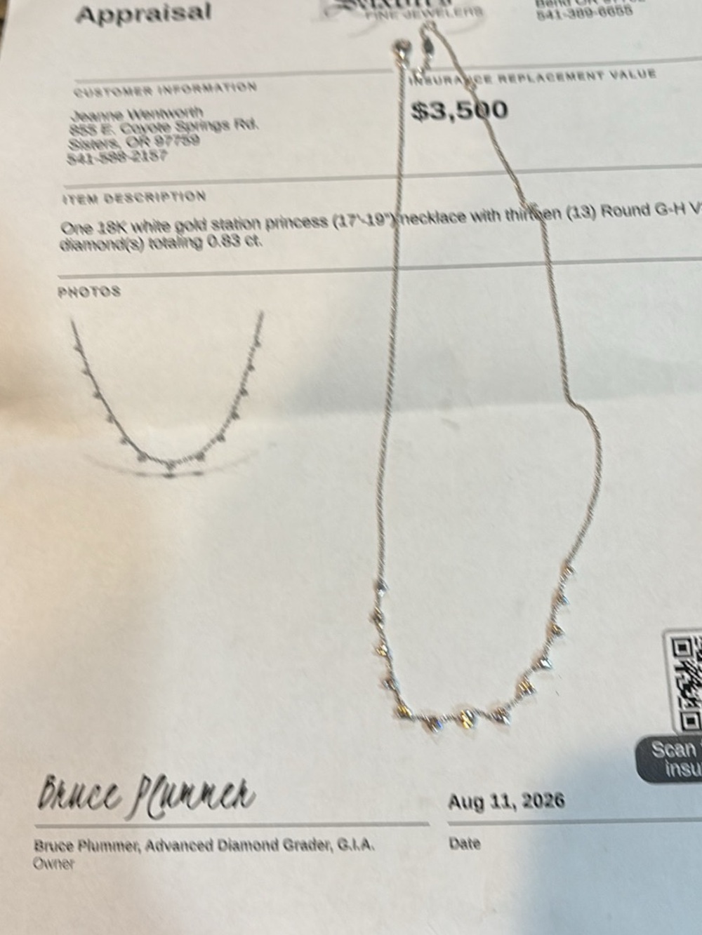 18K White Gold Diamond Station Necklace - White